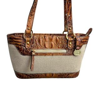 Brahmin brown Melbourne and canvas tote bag